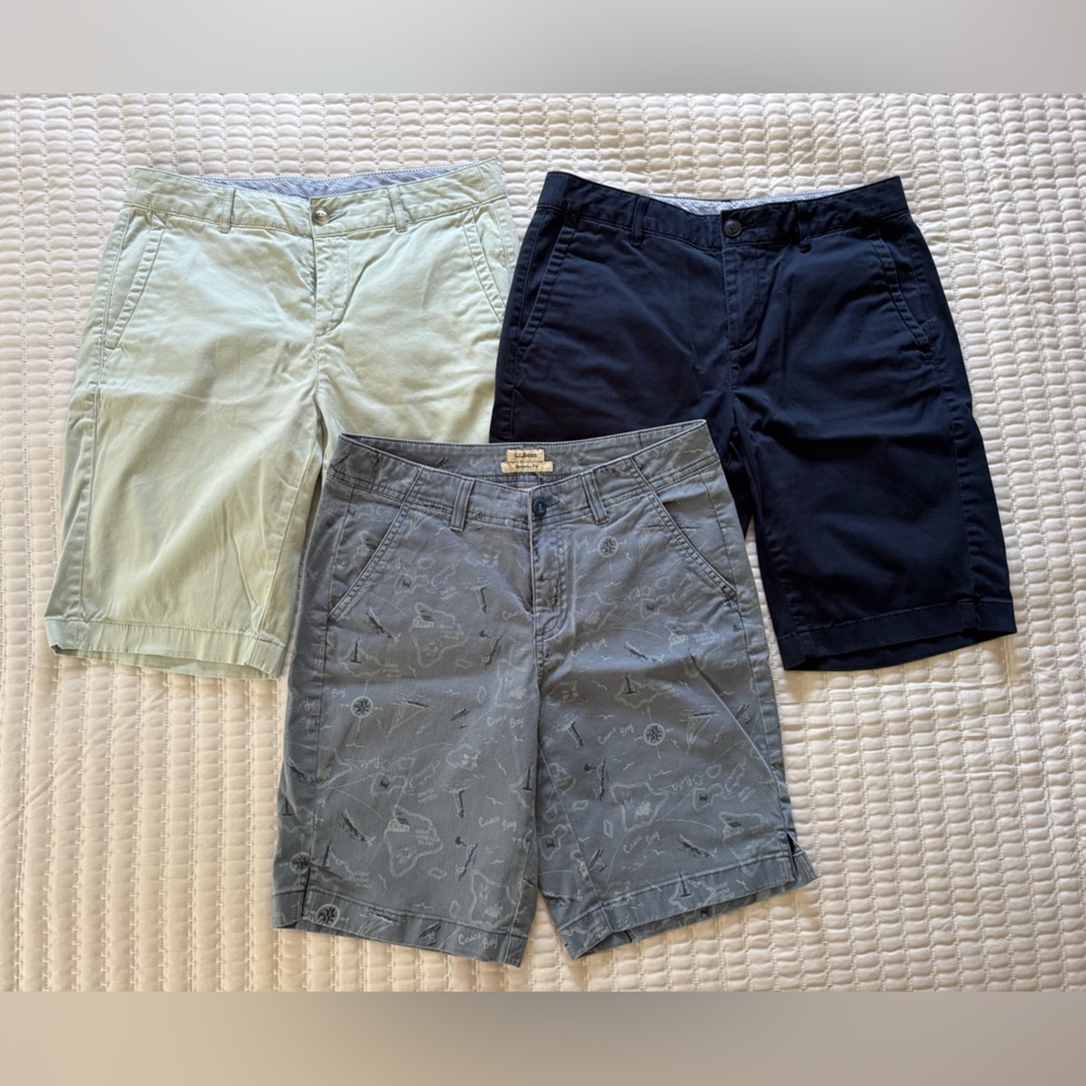 LL Bean shorts. Hues of blue! Size 4. Comfortable, classy. Three pair bundle.